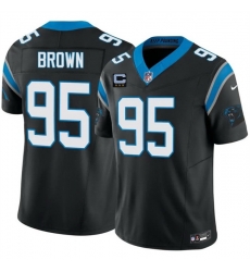 Men Carolina Panthers  95 Derrick Brown Black 2026 F U S E  3 Star C Patch Vapor Limited Stitched Football Jersey