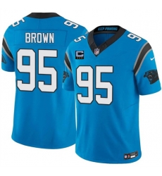 Men Carolina Panthers  95 Derrick Brown Blue 2026 F U S E  3 Star C Patch Vapor Limited Stitched Football Jersey