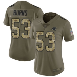 Panthers 53 Brian Burns Olive Camo Women Stitched Football Limited 2017 Salute to Service Jersey