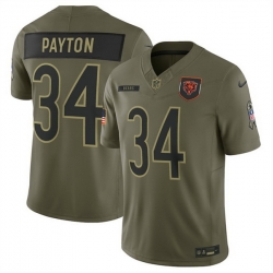 Men Chicago Bears 34 Walter Payton Olive 2025 Salute to Service Limited Stitched Football Jersey