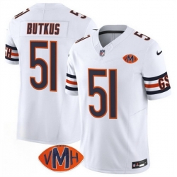 Men Chicago Bears 51 Dick Butkus White 2025 F U S E  With VMH Patch Vapor Untouchable Limited Stitched Football Jersey