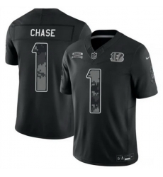 Men Cincinnati Bengals  1 Ja Marr Chase Black F U S E  2026 Salute to Service Limited Stitched Football Jersey