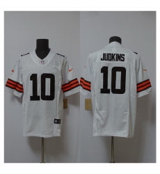 Men Cleveland Browns 10 Quinshon Judkins White 2025 Draft F U S E  Vapor Limited Stitched Football Jersey