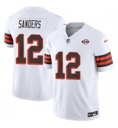 Men Cleveland Browns 12 Shedeur Sanders White 2025 Draft 1946 Collection F U S E Vapor Limited Stitched Football Jersey Men Cleveland Browns 12 Shedeur Sanders White 2025 Draft 1946 Collection F U S E Vapor Limited Stitched Football Jersey