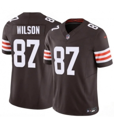 Men Cleveland Browns  87 Kole Wilson Brown 2026 Draft F U S E  Vapor Limited Stitched Football Jersey