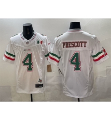 Men Dallas Cowboys 4 Dak Prescott 2024 Mexico White F U S E  Stitched Football Jersey