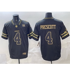 Men Dallas Cowboys 4 Dak Prescott Black Gold 2025 F U S E 94 Marshawn Kneeland Memorial Patch Vapor Limited Stitched Football Jersey Men Dallas Cowboys 4 Dak Prescott Black Gold 2025 F U S E 94 Marshawn Kneeland Memorial Patch Vapor Limited Stitched Football Jersey