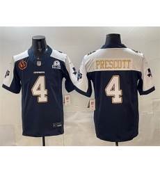 Men Dallas Cowboys 4 Dak Prescott Navy F U S E With John Madden Patch 26 Established In 1960 Patch Thanksgiving Vapor Limited Stitched Football Jersey Men Dallas Cowboys 4 Dak Prescott Navy F U S E With John Madden Patch 26 Established In 1960 Patch Thanksgiving Vapor Limited Stitched Football Jersey