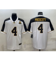 Men Dallas Cowboys 4 Dak Prescott White Gold With 1960 Patch Thanksgiving Vapor Untouchable Limited Stitched Football Jersey Men Dallas Cowboys 4 Dak Prescott White Gold With 1960 Patch Thanksgiving Vapor Untouchable Limited Stitched Football Jersey