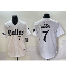 Men Dallas Cowboys 7 Trevon Diggs White  Gothic Lone Star Edition Limited Stitched Baseball Jersey