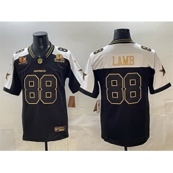 Men Dallas Cowboys 88 CeeDee Lamb Black Gold F U S E  With 5x Super Bowl Champions  26 Established In 1960 Patch Vapor Limited Stitched Football Jersey