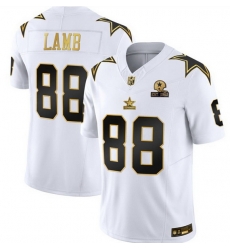 Men Dallas Cowboys 88 CeeDee Lamb White Gold F U S E  With Established In 1960 Patch Vapor Limited Stitched Football Jersey