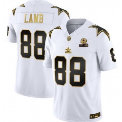 Men Dallas Cowboys 88 CeeDee Lamb White Gold F U S E  With Established In 1960 Patch Vapor Limited Stitched Football Jersey