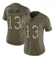 Cowboys #13 Michael Gallup Olive Camo Women Stitched Football Limited 2017 Salute to Service Jersey Cowboys #13 Michael Gallup Olive Camo Women Stitched Football Limited 2017 Salute to Service Jersey