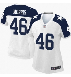 Nike Cowboys #46 Alfred Morris White Thanksgiving Womens Stitched NFL Throwback Elite Jersey Nike Cowboys #46 Alfred Morris White Thanksgiving Womens Stitched NFL Throwback Elite Jersey
