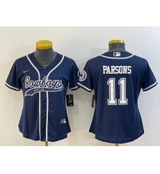 Women Dallas Cowboys 11 Micah Parsons Navy With Patch Cool Base Stitched Baseball Jersey Women Dallas Cowboys 11 Micah Parsons Navy With Patch Cool Base Stitched Baseball Jersey