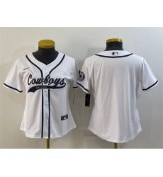 Women Dallas Cowboys Blank White With Patch Cool Base Stitched Baseball Jersey Women Dallas Cowboys Blank White With Patch Cool Base Stitched Baseball Jersey