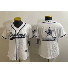 Women Dallas Cowboys White Team Big Logo With Patch Cool Base Stitched Baseball Jersey Women Dallas Cowboys White Team Big Logo With Patch Cool Base Stitched Baseball Jersey