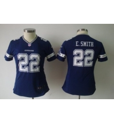 Women Nike Dallas Cowboys 22 E.SMITH Blue Jerseys Women Nike Dallas Cowboys 22 E.SMITH Blue Jerseys