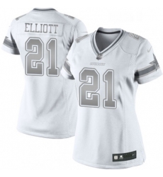 Womens Nike Dallas Cowboys 21 Ezekiel Elliott Limited White Platinum NFL Jersey Womens Nike Dallas Cowboys 21 Ezekiel Elliott Limited White Platinum NFL Jersey