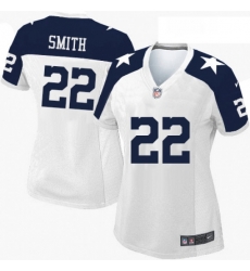 Womens Nike Dallas Cowboys 22 Emmitt Smith Elite White Throwback Alternate NFL Jersey Womens Nike Dallas Cowboys 22 Emmitt Smith Elite White Throwback Alternate NFL Jersey