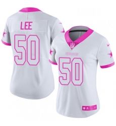 Womens Nike Dallas Cowboys 50 Sean Lee Limited WhitePink Rush Fashion NFL Jersey Womens Nike Dallas Cowboys 50 Sean Lee Limited WhitePink Rush Fashion NFL Jersey