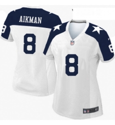 Womens Nike Dallas Cowboys 8 Troy Aikman Game White Throwback Alternate NFL Jersey Womens Nike Dallas Cowboys 8 Troy Aikman Game White Throwback Alternate NFL Jersey