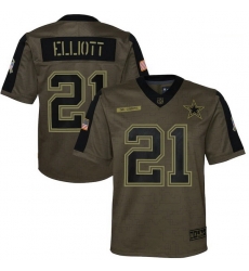 Youth Dallas Cowboys Ezekiel Elliott Nike Olive 2021 Salute To Service Game Jersey Youth Dallas Cowboys Ezekiel Elliott Nike Olive 2021 Salute To Service Game Jersey