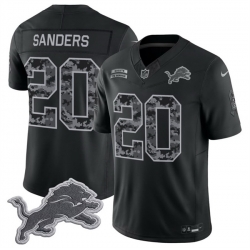 Men Detroit Lions  20 Barry Sanders Black F U S E  2026 Salute to Service Limited Stitched Football Jersey