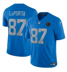 Men Detroit Lions 87 Sam LaPorta Sam LaPorta Blue 2025 F U S E With John Madden Patch Vapor Limited Stitched Jersey