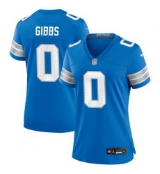 Women Detroit Lions 0 Jahymr Gibbs Blue Stitched Game Jersey Women Detroit Lions 0 Jahymr Gibbs Blue Stitched Game Jersey