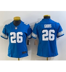 Women Detroit Lions 26 Jahmyr Gibbs Blue 2024 F U S E Vapor Limited Stitched Jersey Women Detroit Lions 26 Jahmyr Gibbs Blue 2024 F U S E Vapor Limited Stitched Jersey