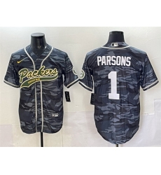 Men Green Bay Packers 1 Micah Parsons Grey Camo Cool Base Stitched Baseball Jersey