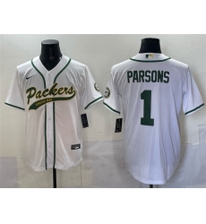 Men Green Bay Packers 1 Micah Parsons White Cool Base Stitched Baseball Jersey