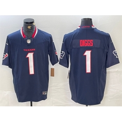 Men Houston Texans 1 Stefon Diggs Navy F U S E  Vapor Limited Stitched Football Jersey