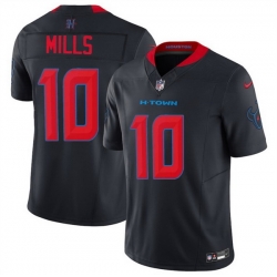 Men Houston Texans 10 Davis Mills Navy 2nd Alternate 2025 F U S E  Vapor Limited Stitched Football Jersey