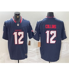 Men Houston Texans 12 Nico Collins Navy F U S E Vapor Limited Stitched Football Jersey Men Houston Texans 12 Nico Collins Navy F U S E Vapor Limited Stitched Football Jersey
