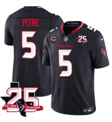 Men Houston Texans  5 Jalen Pitre Navy 2nd Alternate 2026 With 25th Anniversary Patch And 2 Star C Patch F U S E  Vapor Limited Stitched Football Jersey