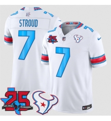 Men Houston Texans 7 C J Stroud White 2026 25th Anniversary Patch F U S E HOUSTON US Rivalries Collection Limited Stitched Football Jersey Men Houston Texans 7 C J Stroud White 2026 25th Anniversary Patch F U S E HOUSTON US Rivalries Collection Limited Stitched Football Jersey