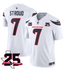 Men Houston Texans 7 C J Stroud White 2026 With 25th Anniversary Patch And 4 Star C Patch F U S E Vapor Limited Stitched Football Jersey Men Houston Texans 7 C J Stroud White 2026 With 25th Anniversary Patch And 4 Star C Patch F U S E Vapor Limited Stitched Football Jersey