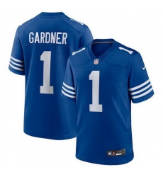 Men Indianapolis Colts 1 Sauce Gardner Blue 2025 Stitched Game Jersey