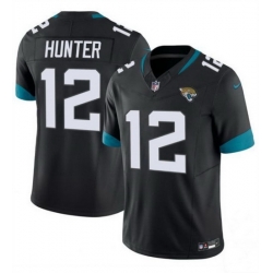 Men Jacksonville Jaguars 12 Travis Hunter Black 2025 Draft F U S E  Vapor Limited Stitched Football Jersey