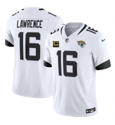Men Jacksonville Jaguars 16 Trevor Lawrence White 2025 F U S E  With 4 Star C Patch Vapor Limited Stitched Football Jersey