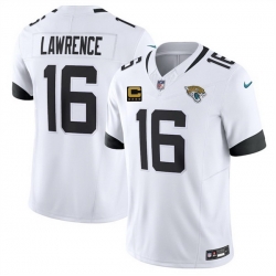 Men Jacksonville Jaguars 16 Trevor Lawrence White 2025 F U S E  With 4 Star C Patch Vapor Limited Stitched Football Jersey