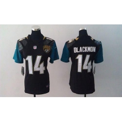 Nike Jaguars #14 Justin Blackmon Black Team Color Women Stitched Jersey