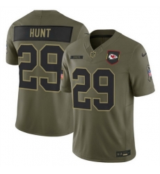 Men Kansas City Chiefs 29 Kareem Hunt Olive 2025 F U S E  Salute to Service Limited Stitched Football Jersey