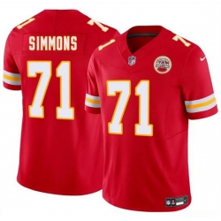 Men   Kansas City Chiefs 71 Josh Simmons Red 2025 Draft F U S E  Vapor Untouchable Limited Stitched Football Jersey