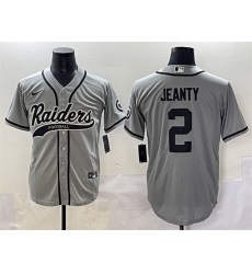 Men Las Vegas Raiders 2 Ashton Jeanty Grey Cool Base Stitched Baseball Jersey Men Las Vegas Raiders 2 Ashton Jeanty Grey Cool Base Stitched Baseball Jersey