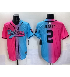 Men Las Vegas Raiders 2 Ashton Jeanty Pink Blue Limited Stitched Baseball Jersey