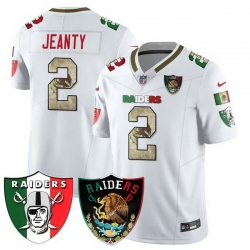 Men Las Vegas Raiders  2 Ashton Jeanty White Mexico Vapor Limited Stitched Football Jersey